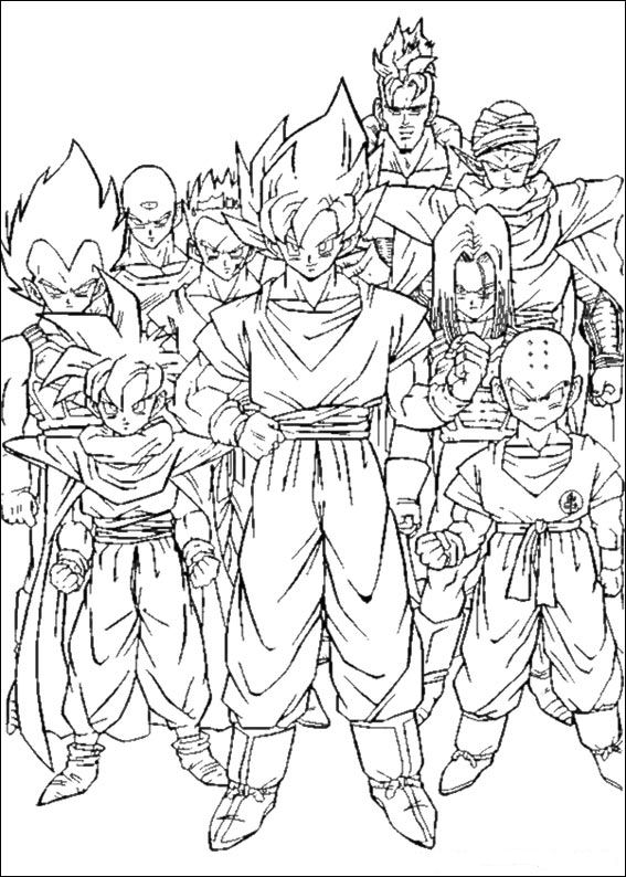 Plansa de colorat cu Dragon Ball Z 18 10